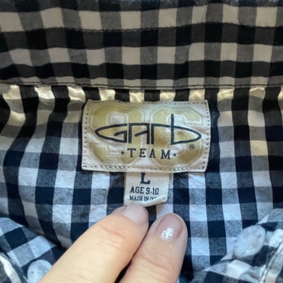 GARB navy/white gingham Auburn button down shirt-100% cotton. Boys size 9-10 - Picture 7 of 10